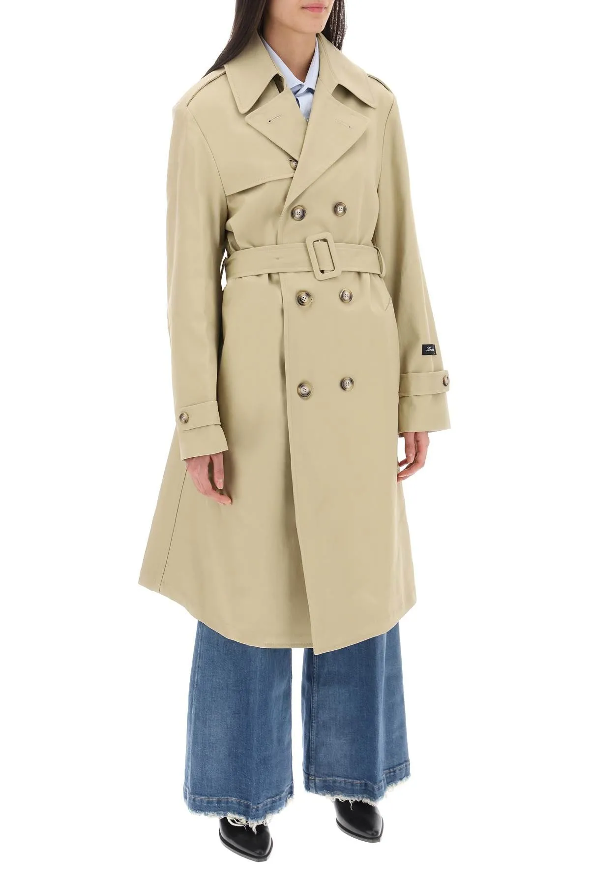 cotton double-breasted trench coat