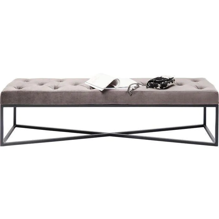 Crossover Grey/Black Velvet Bench