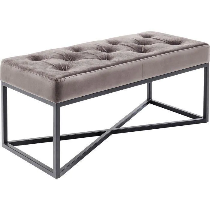 Crossover Grey/Black Velvet Bench