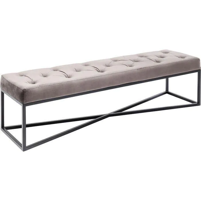 Crossover Grey/Black Velvet Bench