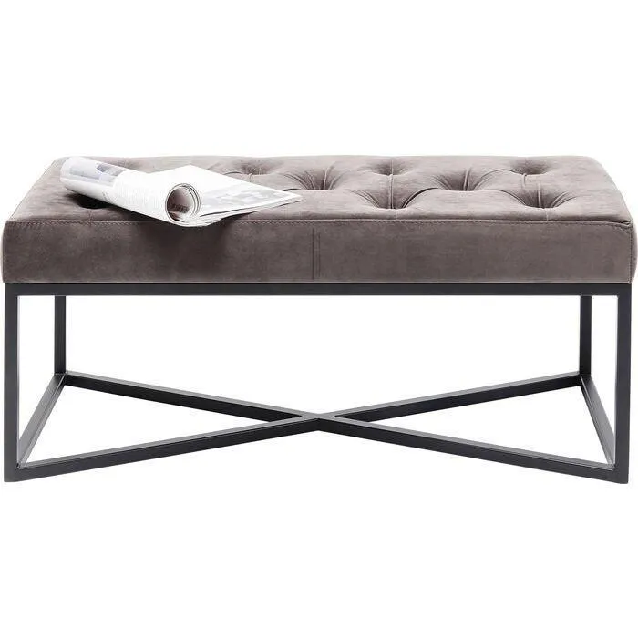 Crossover Grey/Black Velvet Bench