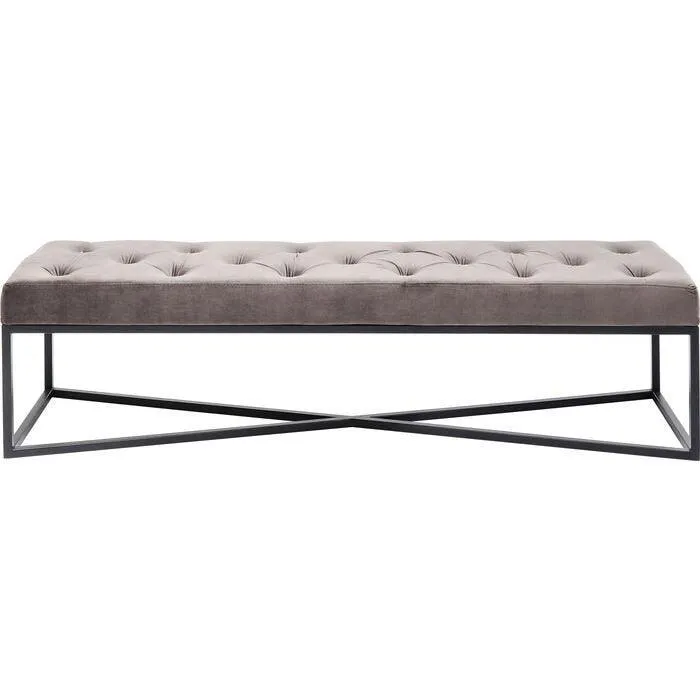 Crossover Grey/Black Velvet Bench