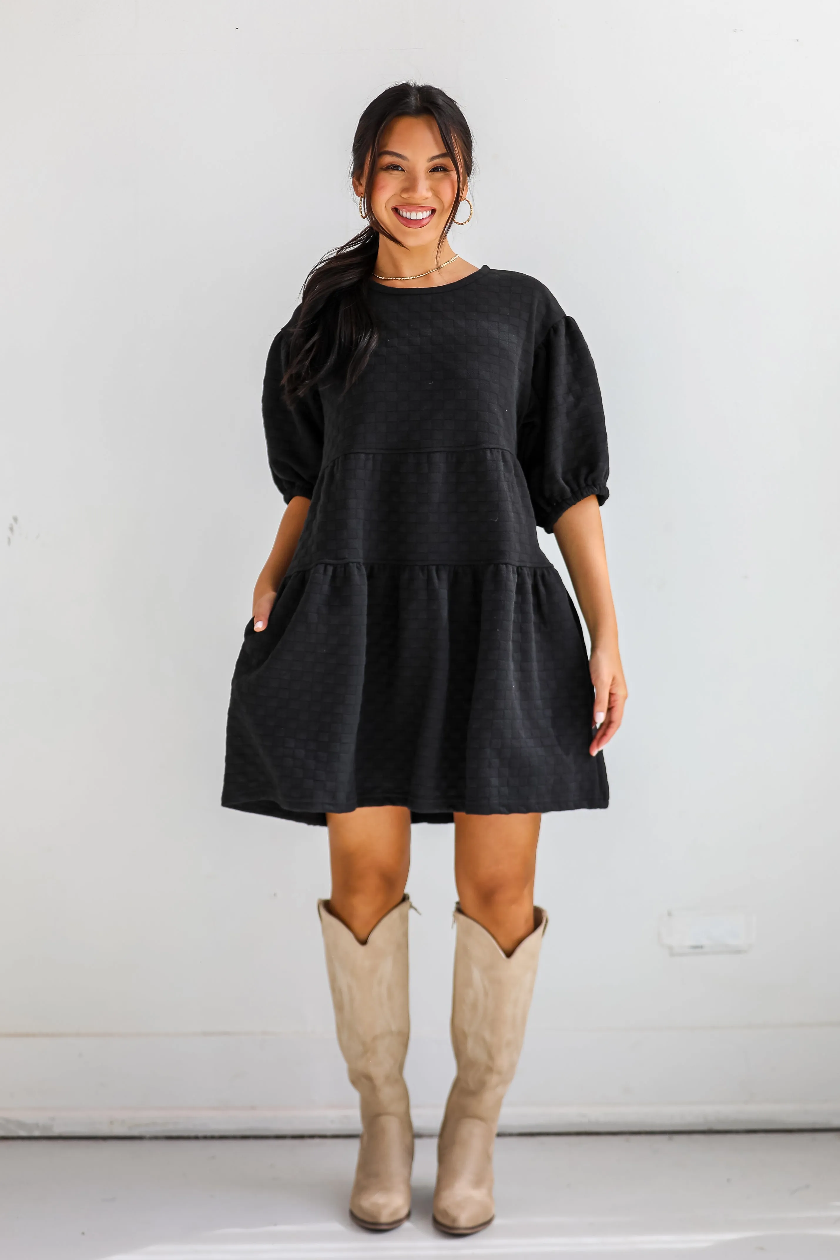 Curated Crush Black Tiered Mini Dress