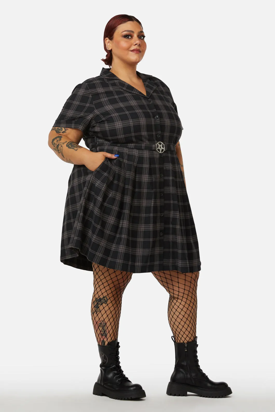 Curve Victoria Tartan Pleated Dress