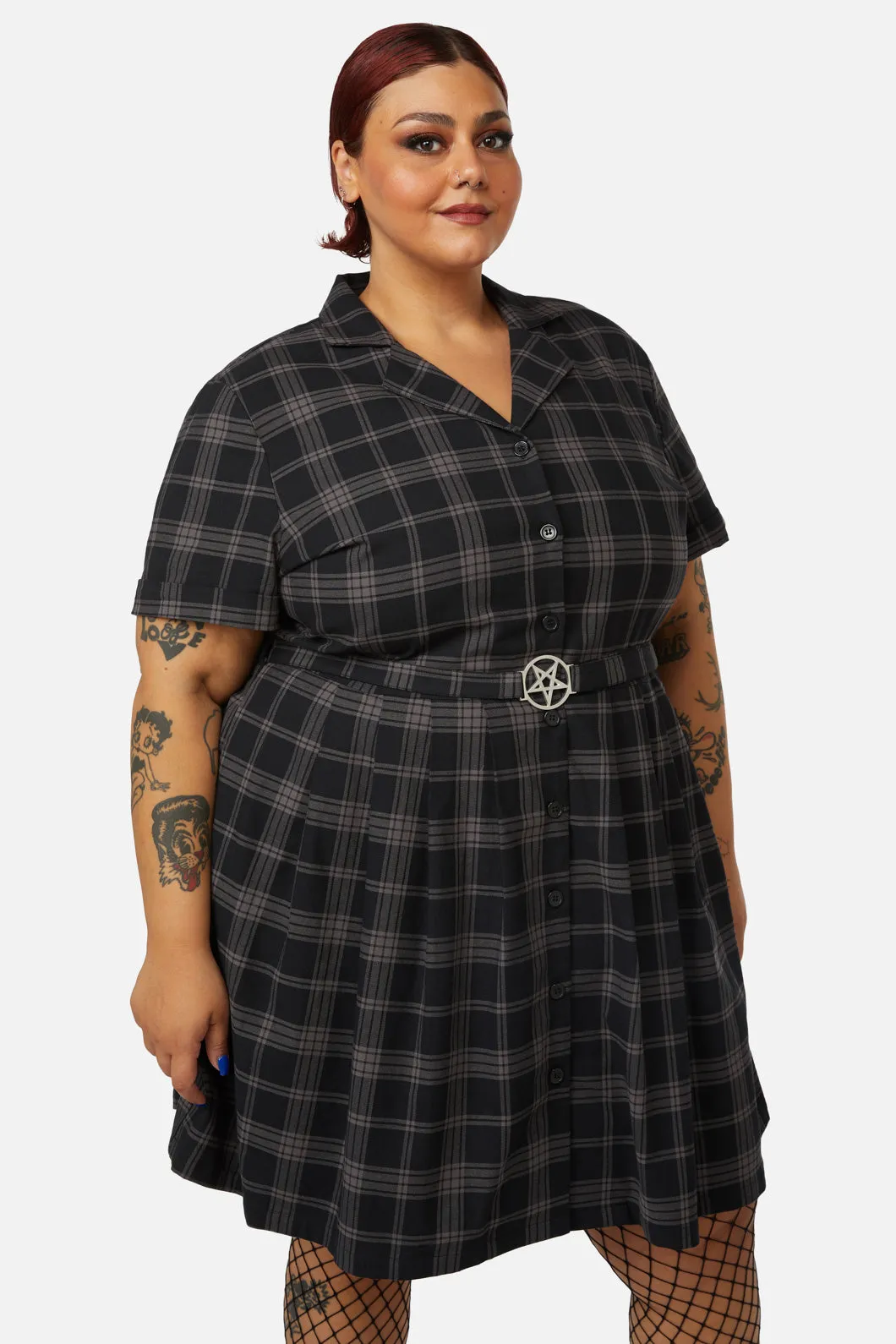 Curve Victoria Tartan Pleated Dress