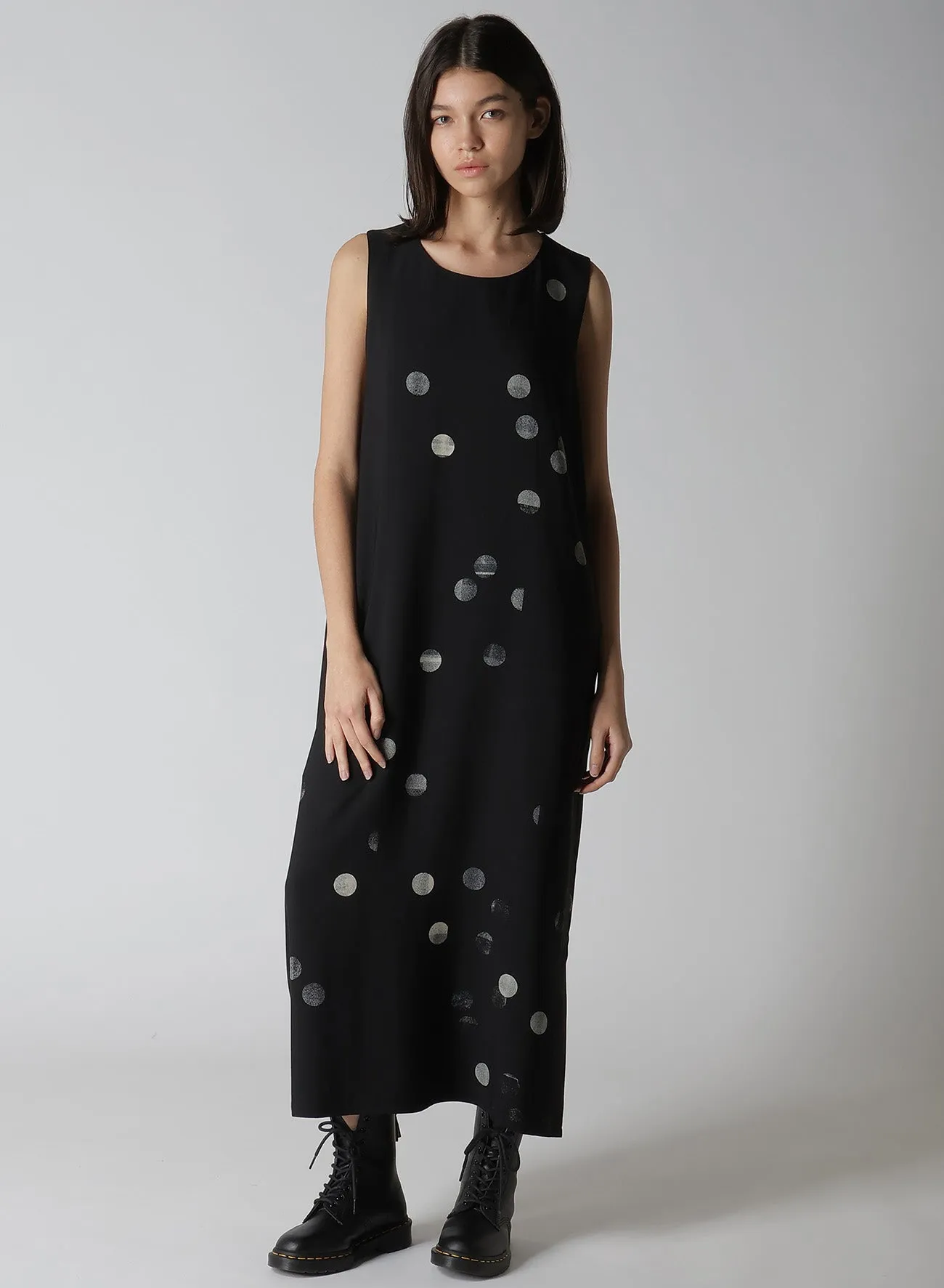 CU/RY GABARDINE DOT SLEEVE LESS DRESS