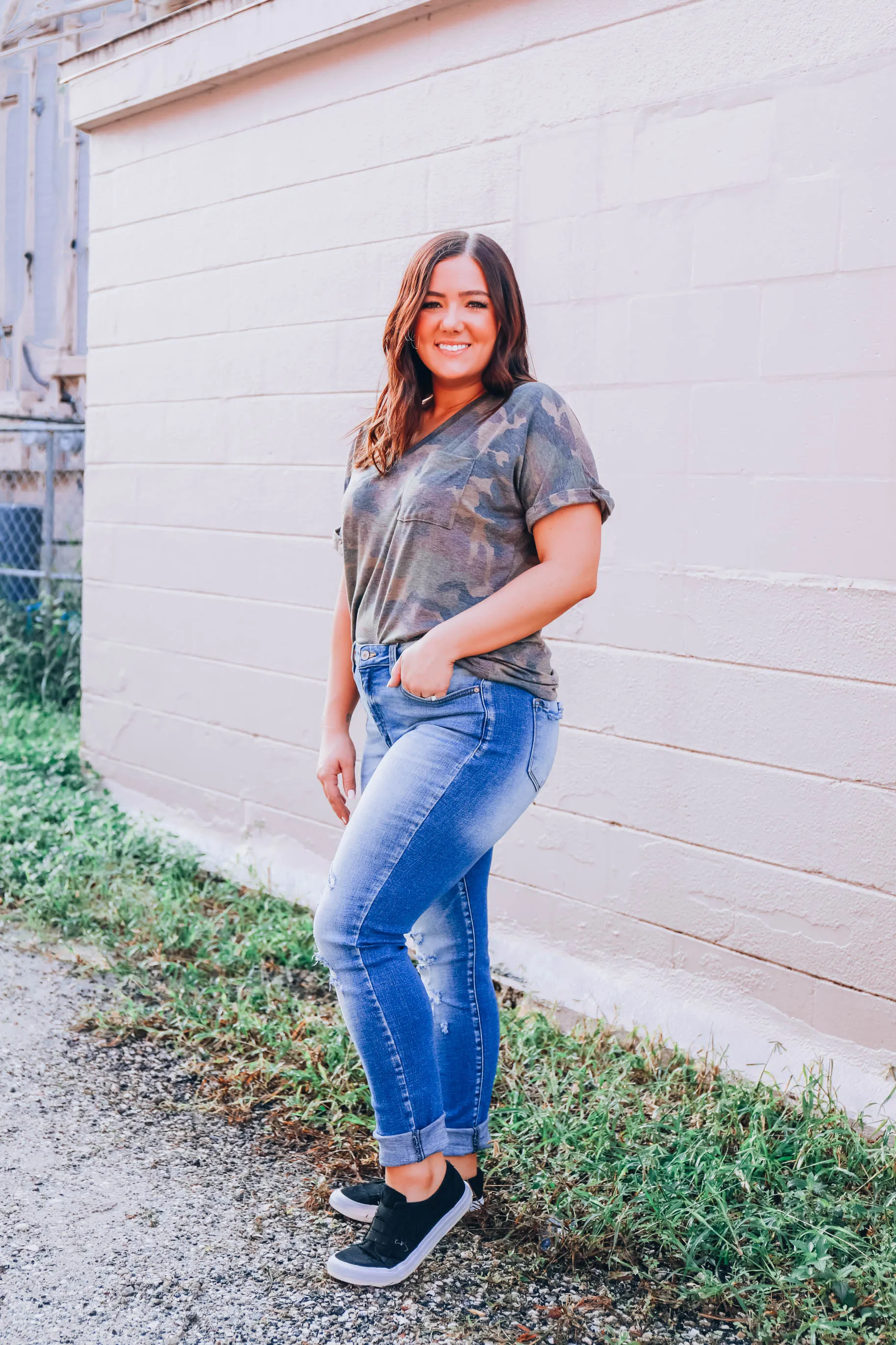 Dark Camo V-Neck Tee