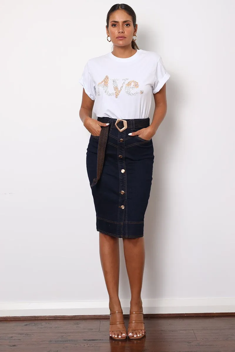 DELUXE INDIGO DENIM SKIRT