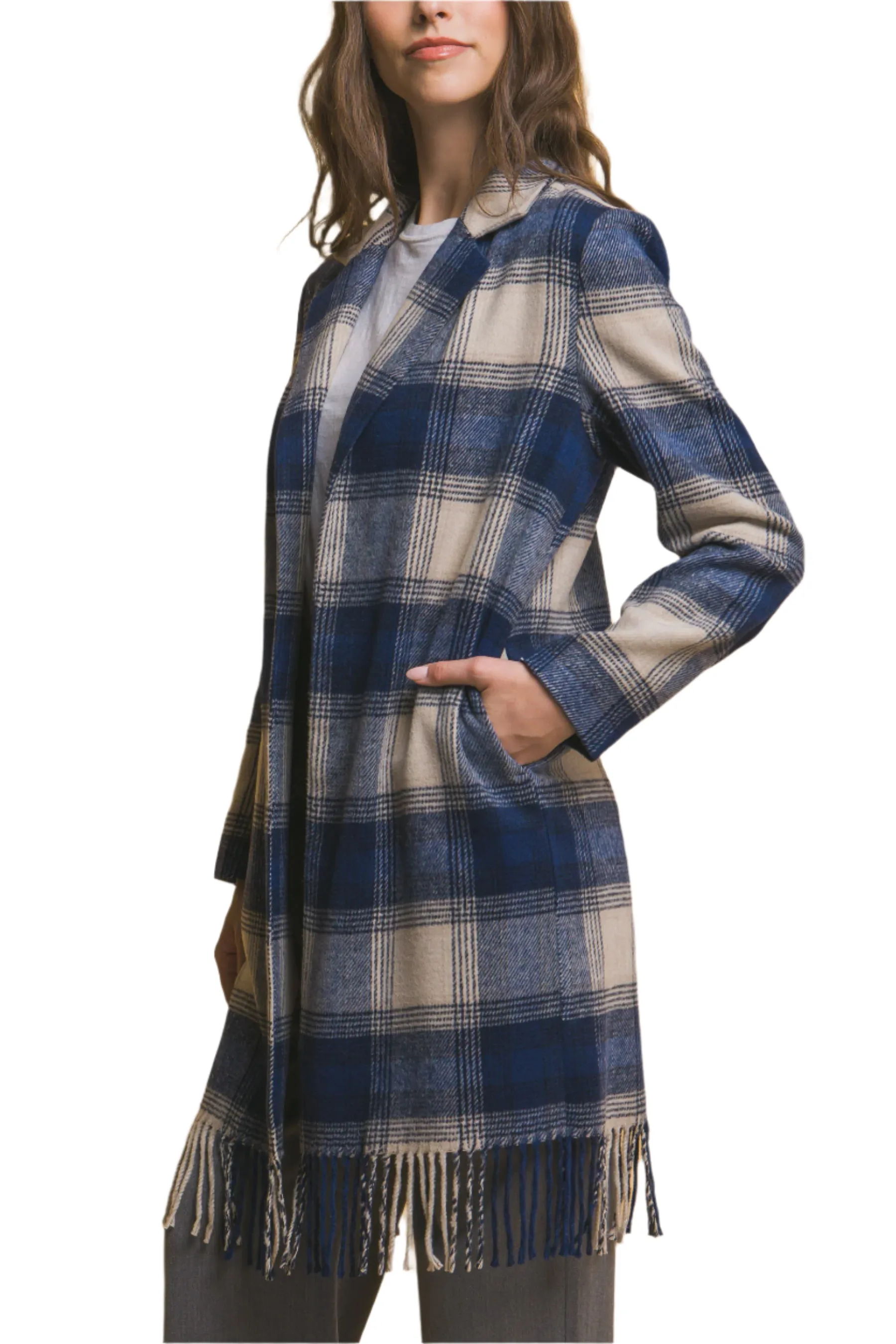 Denim Plaid Coat