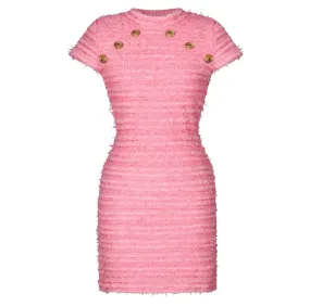 Dian Pink Knit Tweed Look Dress