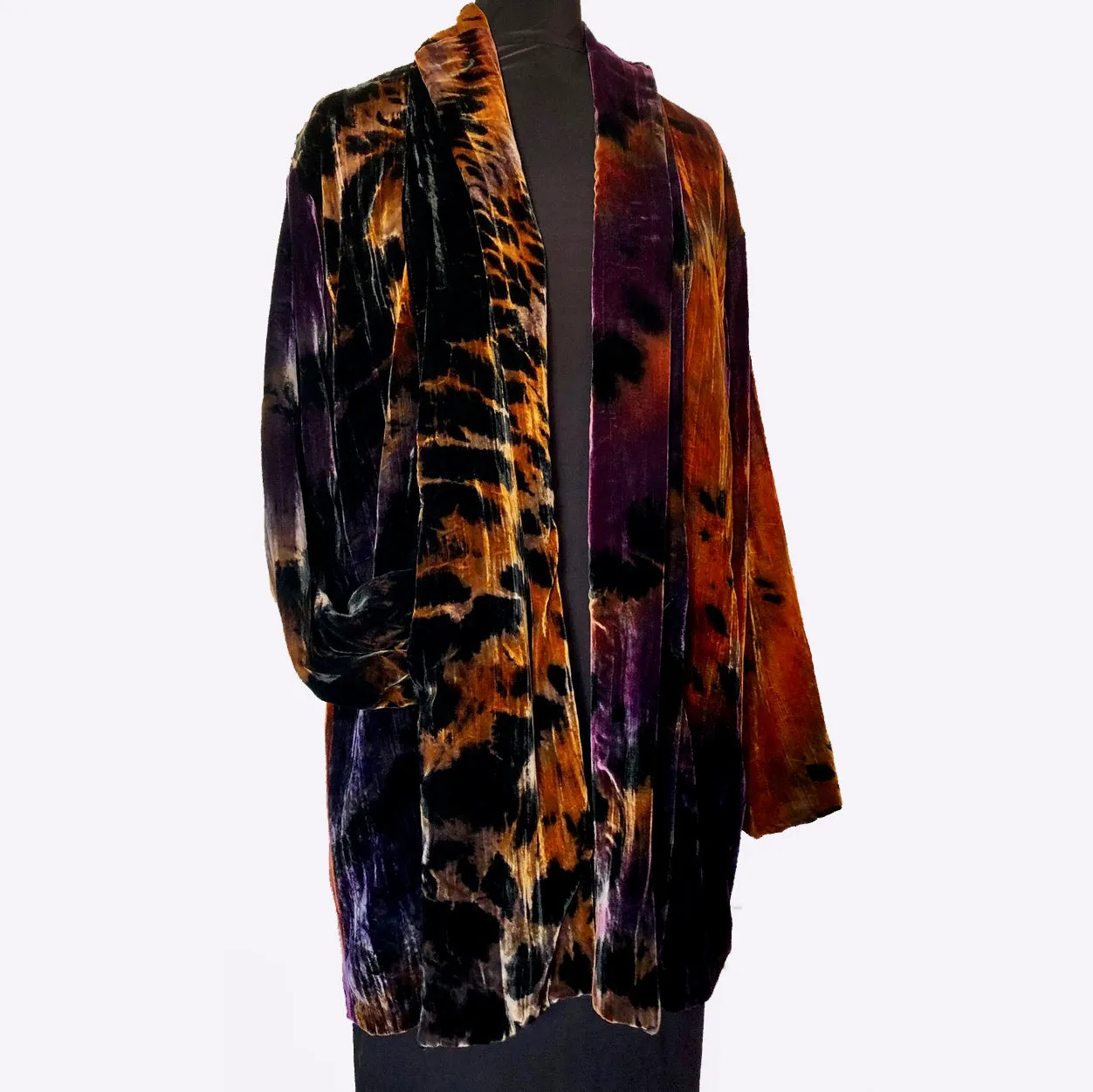 Doshi Coat, Leading Lady, Velvet, Onyx, Rust/Gold/Purple, M/L