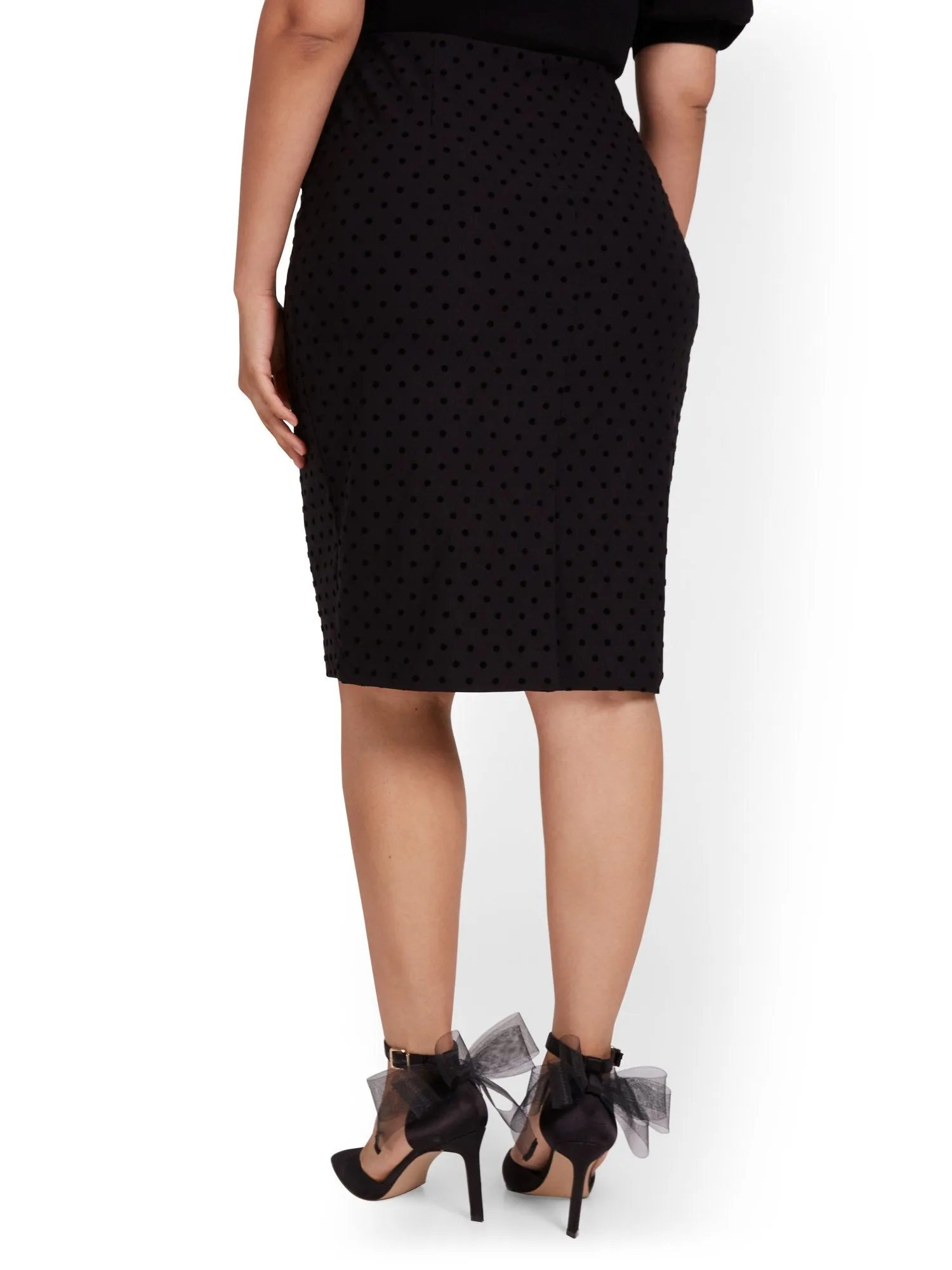 Dot-Print Pencil Skirt