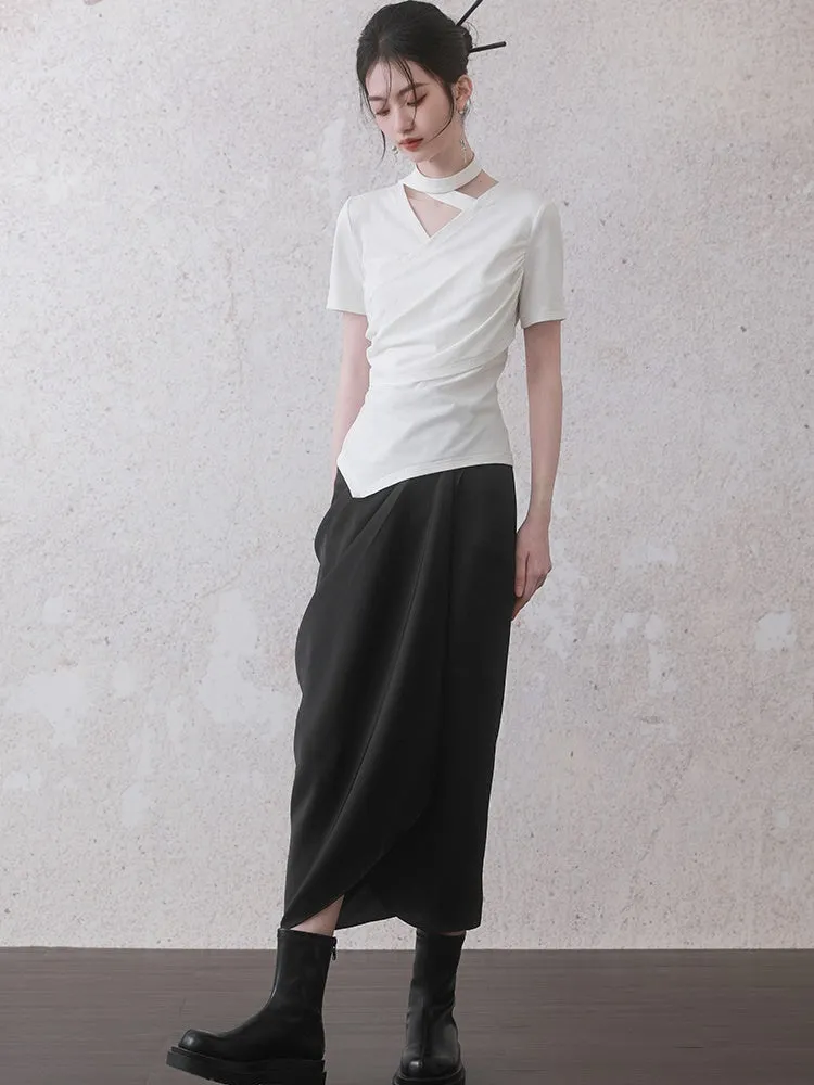 Drape Mid-Length Wrap Skirt