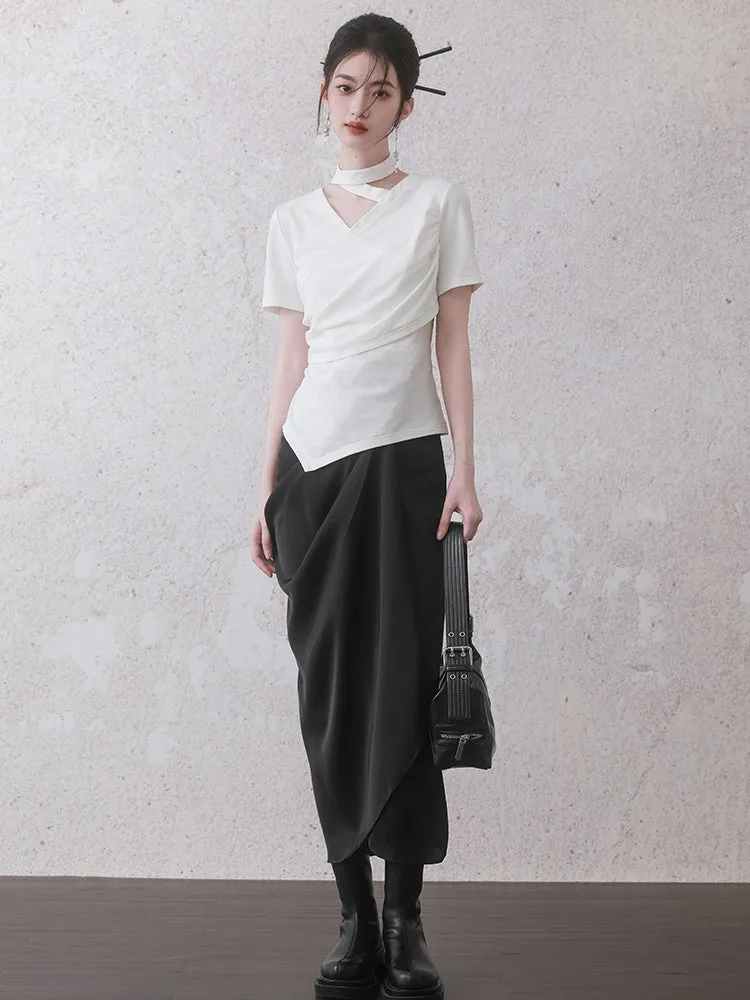 Drape Mid-Length Wrap Skirt