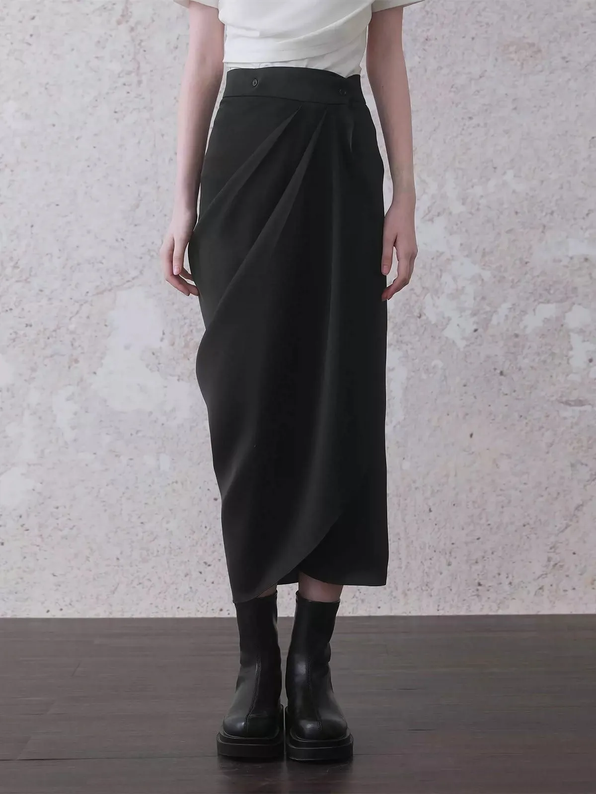 Drape Mid-Length Wrap Skirt