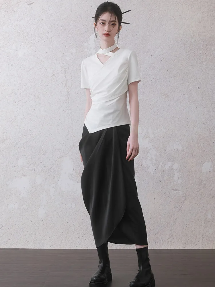 Drape Mid-Length Wrap Skirt