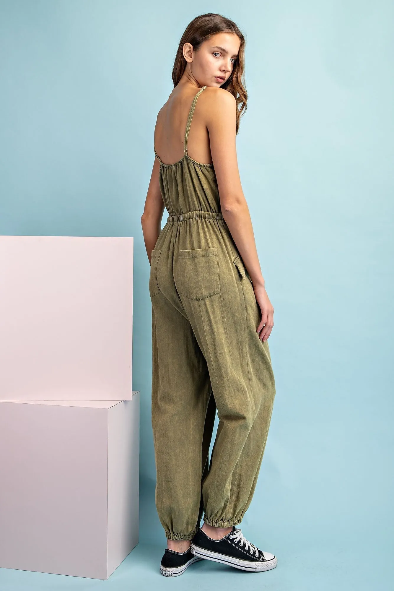 •DYLAN - OLIVE• cotton jogger style jumpsuit