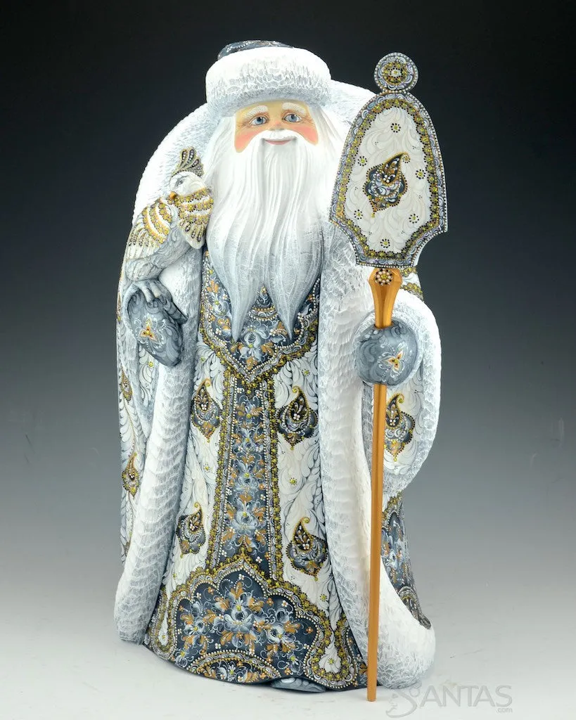 Elegant White Russian Santa Claus with Firebird