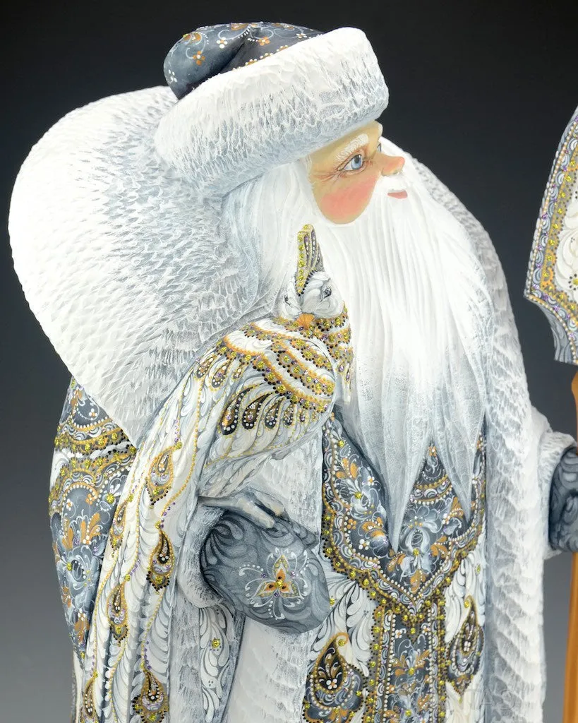 Elegant White Russian Santa Claus with Firebird