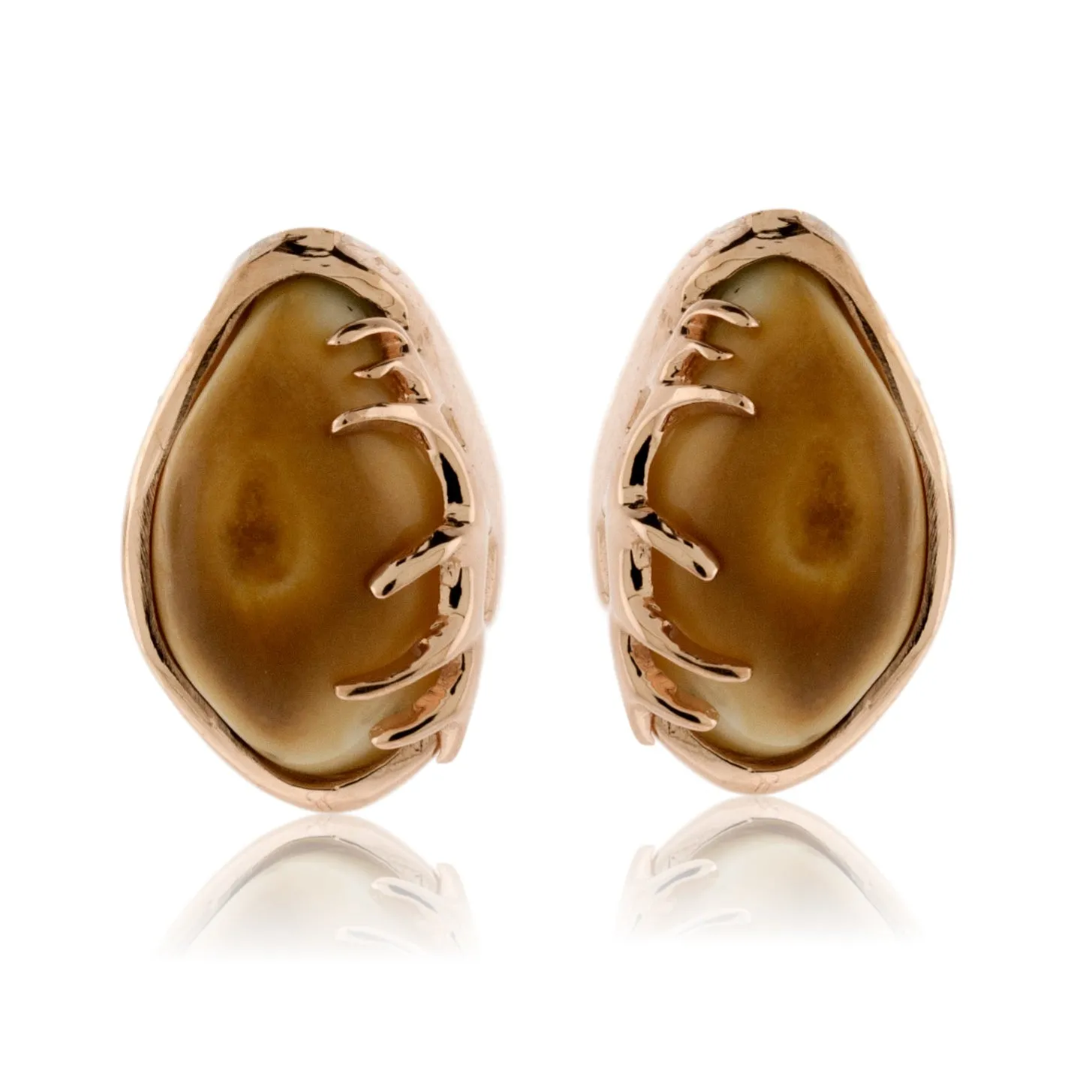 Elk Tooth Ivory Post Earrings with Antlers