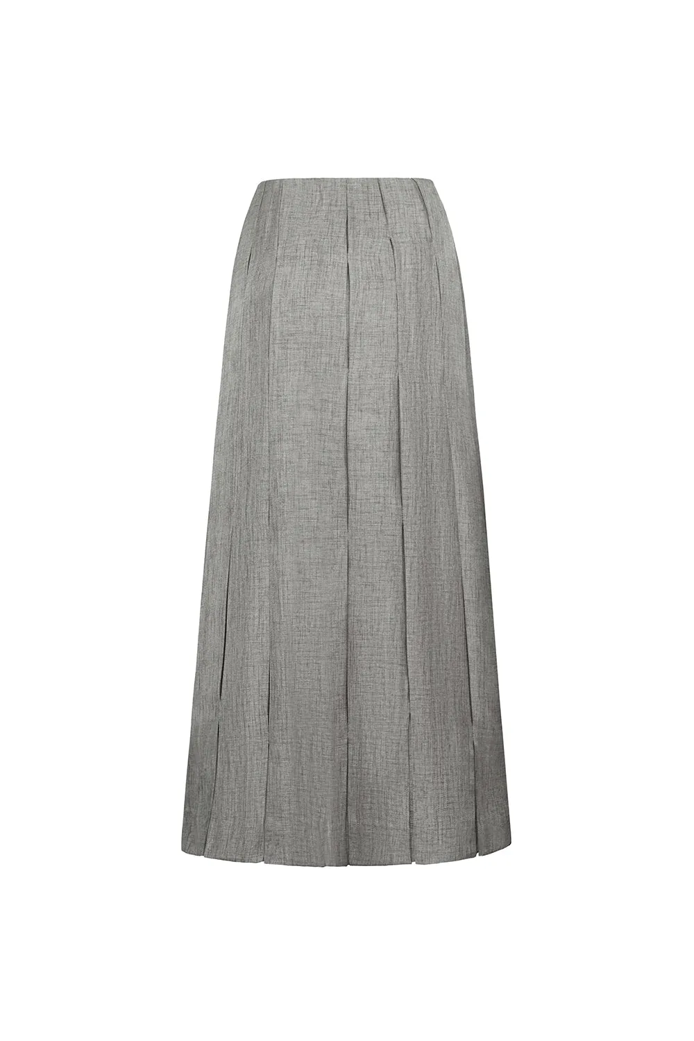 Elora Pleated Basic Tweed Ankle Length Skirt