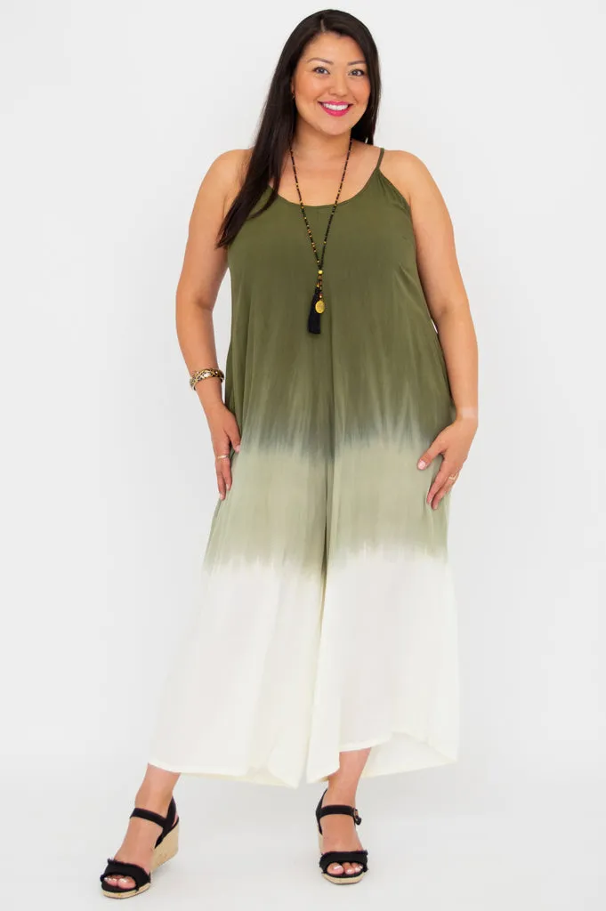 Ender Jumpsuit, Green Dip-Dye