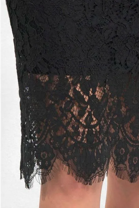 Find A Way Black Lace Midi Skirt