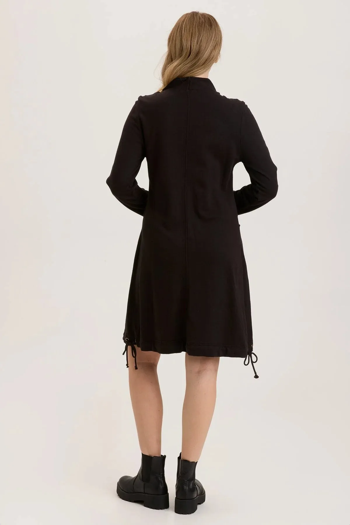 Fleece Funnel-Neck Longcoat - Black