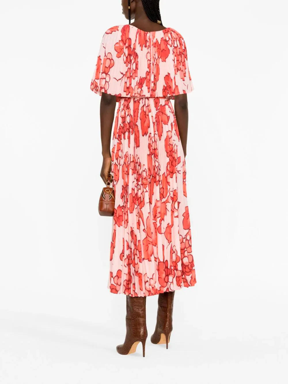 Floral-print pleated dress