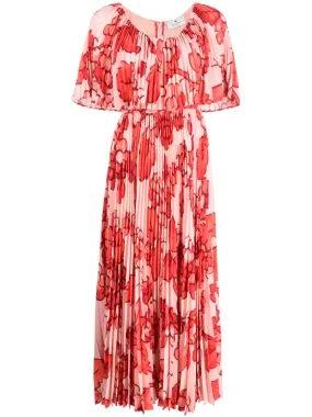 Floral-print pleated dress