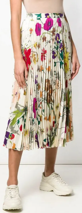 Floral Print Pleated Skirt