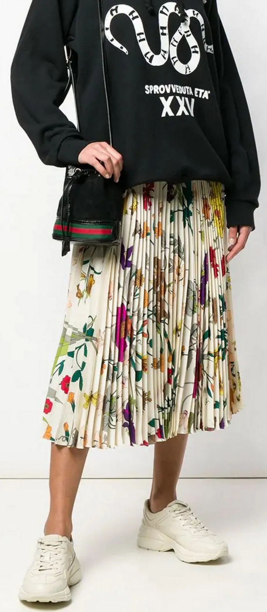 Floral Print Pleated Skirt