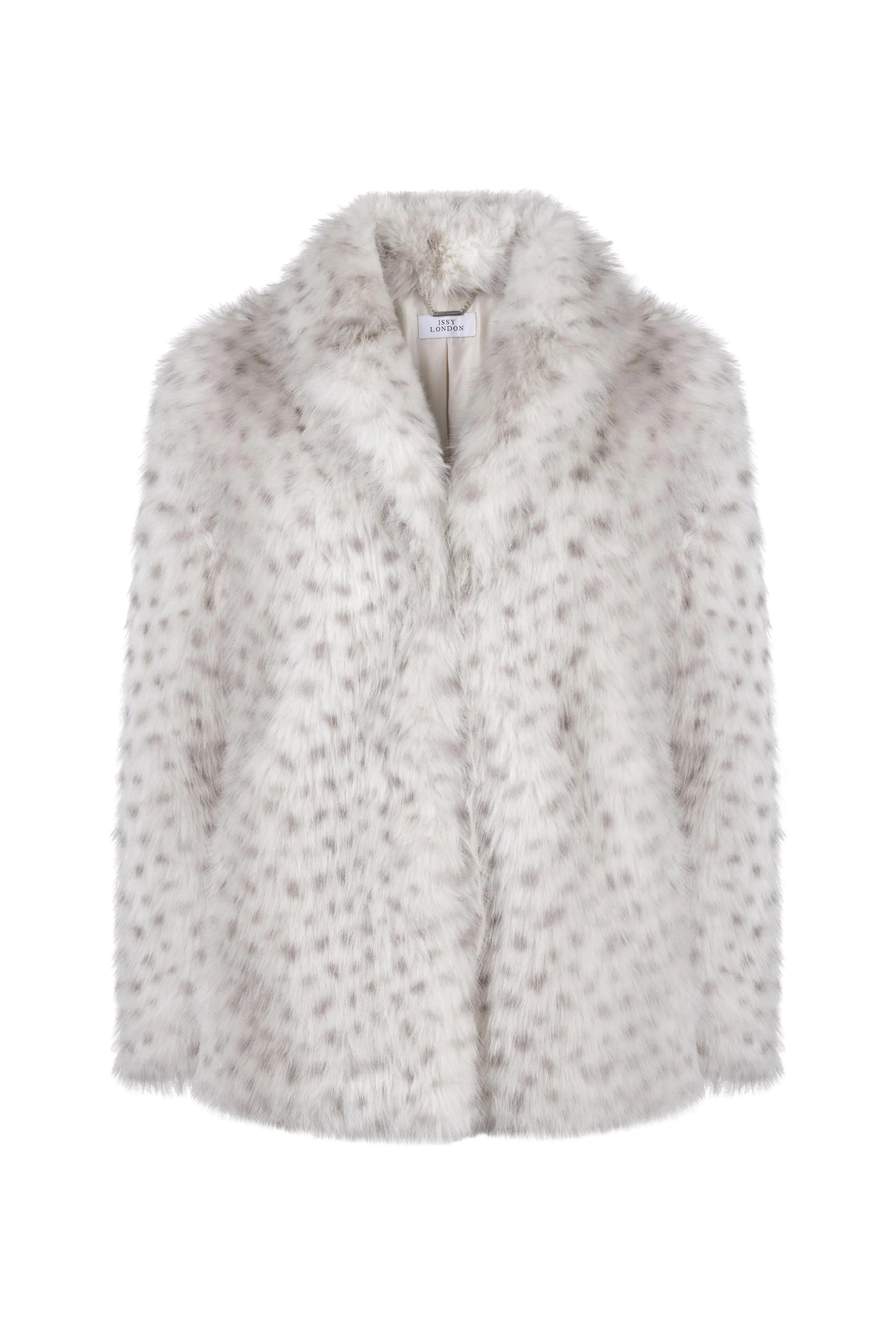 Freya Vegan Faux Fur Coat | Snow Leopard Grey