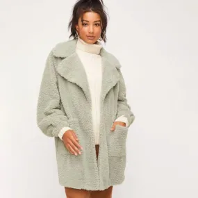 Fuzzy Long Coat (Sage)