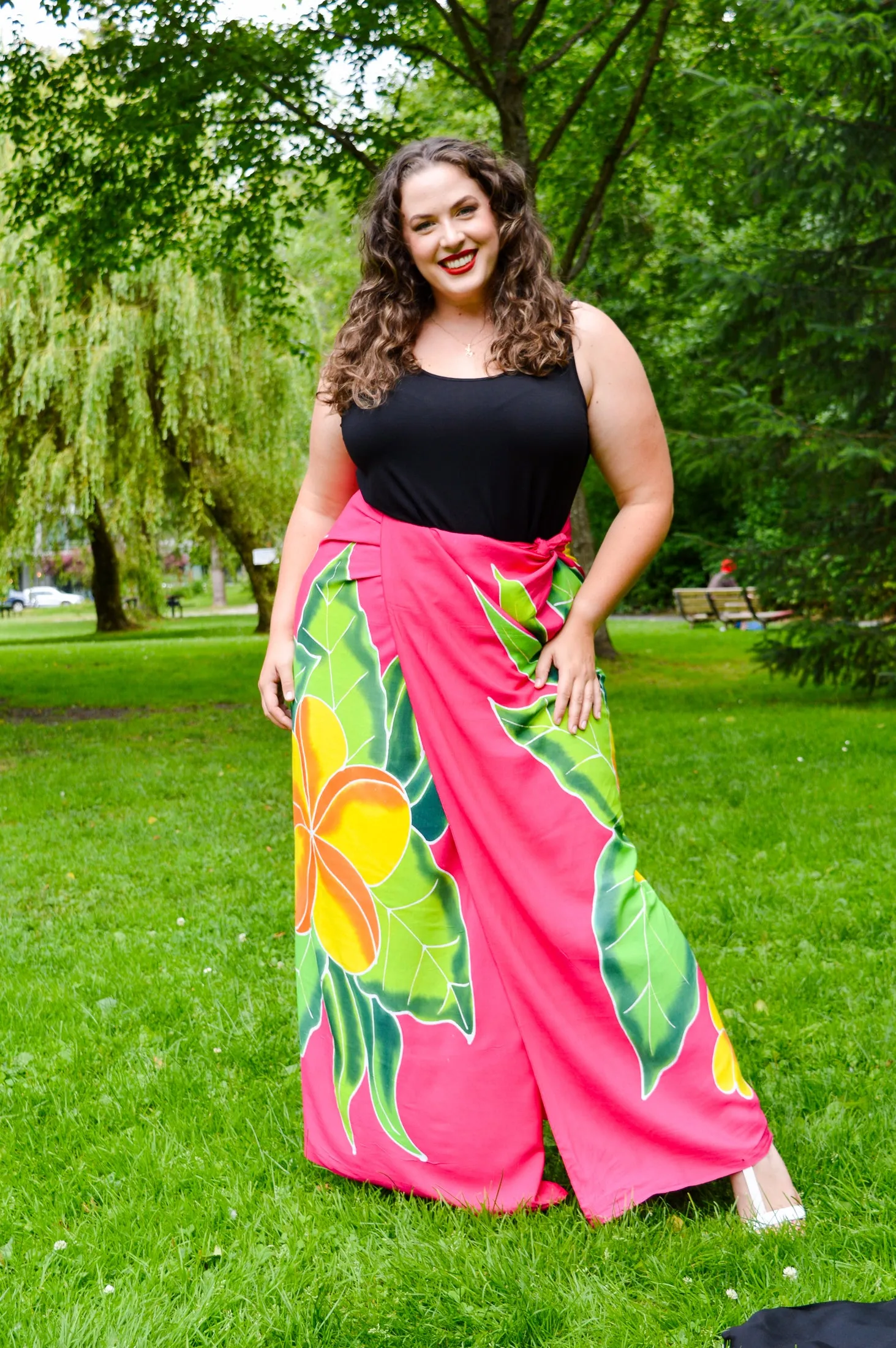 Hand Painted Sarong, Orange Hibiscus