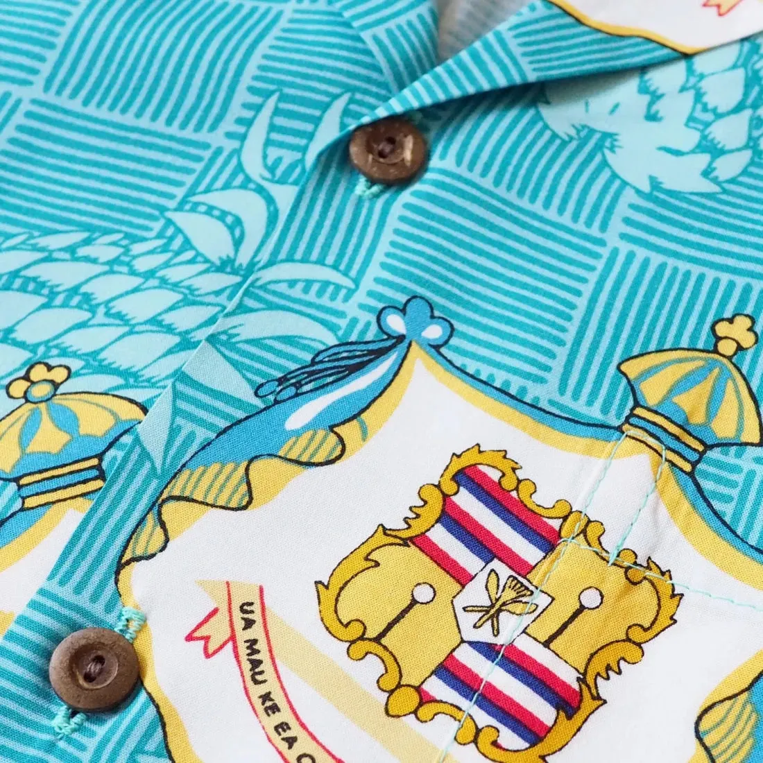 Hawaii Crest Aqua Hawaiian Rayon Shirt