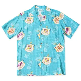 Hawaii Crest Aqua Hawaiian Rayon Shirt