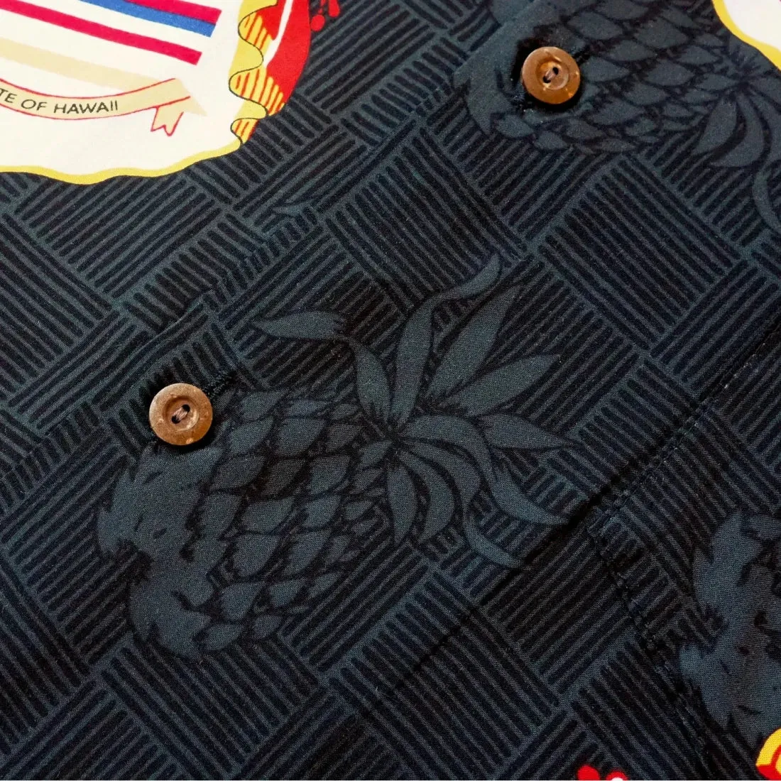 Hawaii Crest Black Hawaiian Rayon Shirt