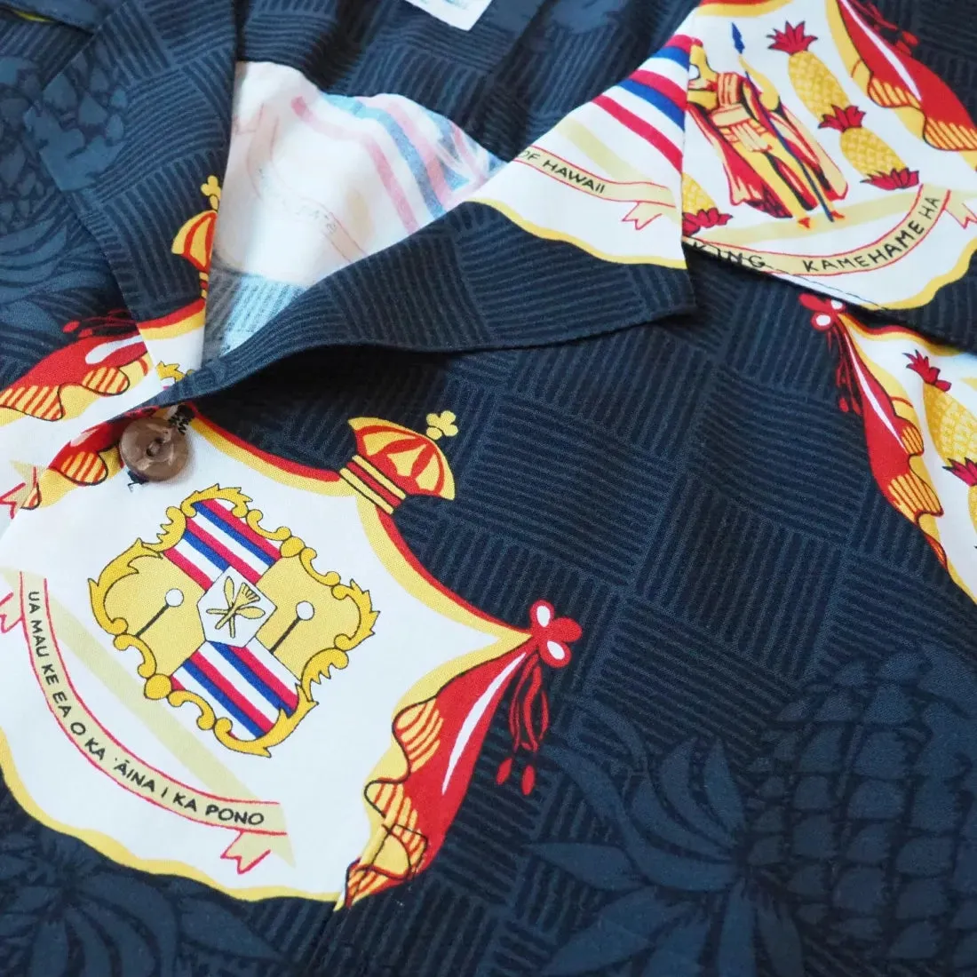 Hawaii Crest Black Hawaiian Rayon Shirt