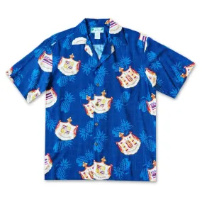 Hawaii Crest Blue Hawaiian Rayon Shirt