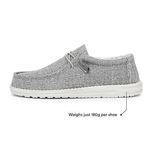 Hey Dude Men's Wally Linen Iron Size 13 | Men’s Shoes | Men’s Lace Up Loafers | Comfortable & Light-Weight