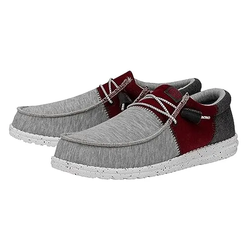 Hey Dude Wally Tri Varsity Crimson Size M9 | Men's Shoes | Men's Slip On Loafers | Comfortable & Light-Weight