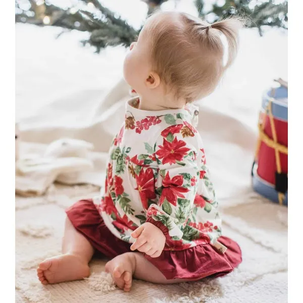 Holiday Floral Organic Cotton Dress & Diaper Cover