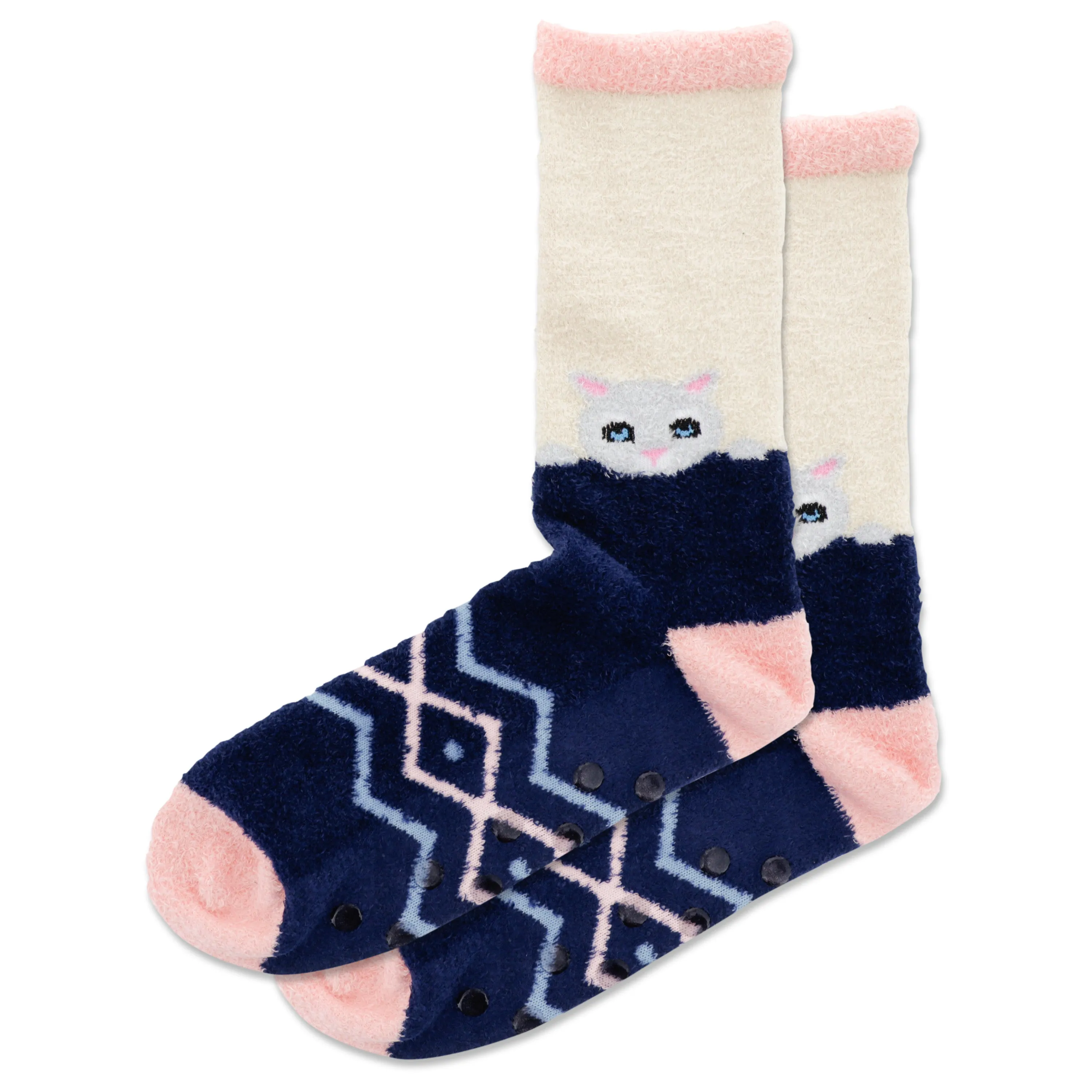 Hot Sox Womens Slipper Cat Non-Skid Crew Sock