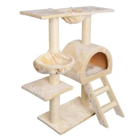 i.Pet Cat Tree 100cm Trees Scratching Post Scratcher Tower Condo House Furniture Wood Beige