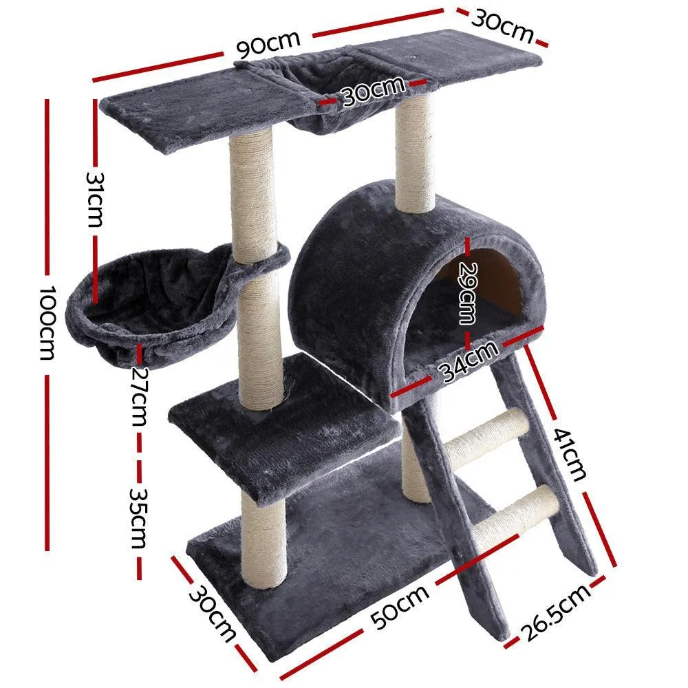 i.Pet Cat Tree 100cm Trees Scratching Post Scratcher Tower Condo House Furniture Wood Feline