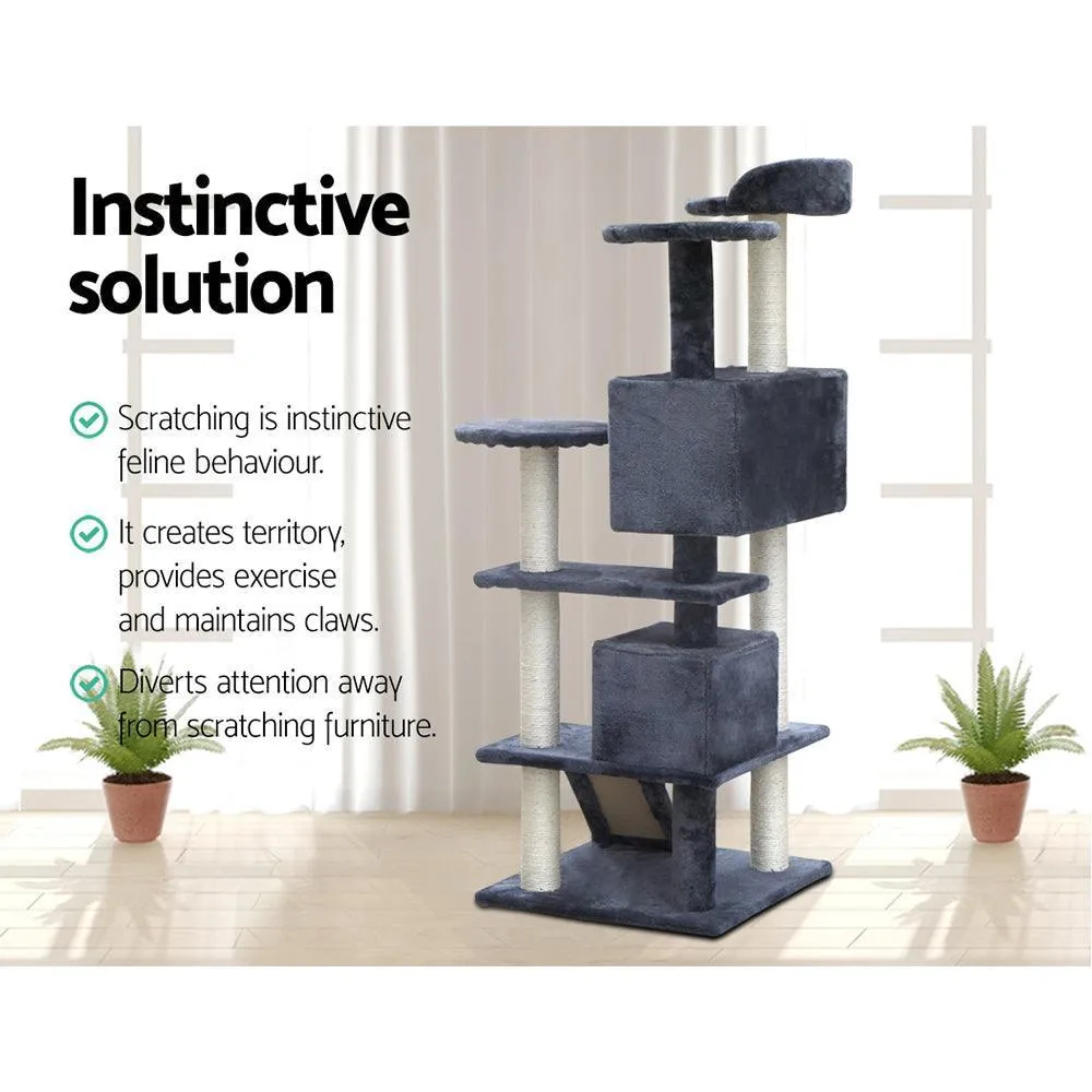 i.Pet Cat Tree 134cm Trees Scratching Post Scratcher Tower Condo House Furniture Wood Grey