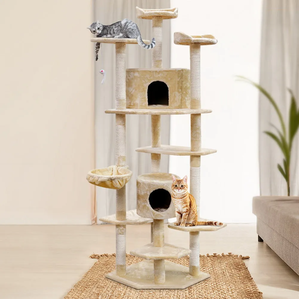 i.Pet Cat Tree 203cm Trees Scratching Post Tower Condo House Furniture Wood Beige