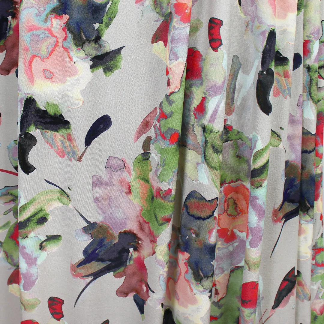 Italian 'watercolor floral' viscose matte jersey knit