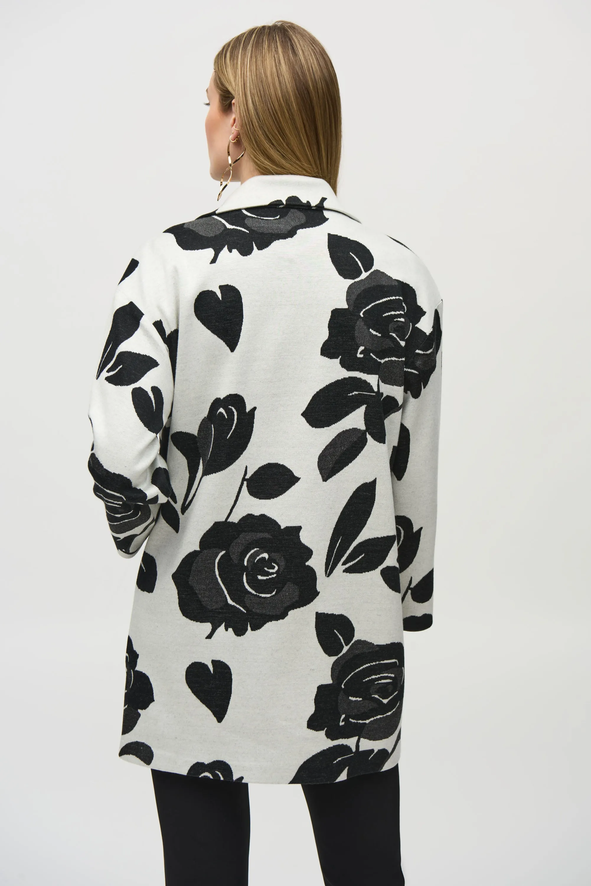 Jacquard Sweater Floral Straight Coat